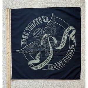 Vintage Harley Davidson Bandana Handkerchief Come Together Black Eagle Logo